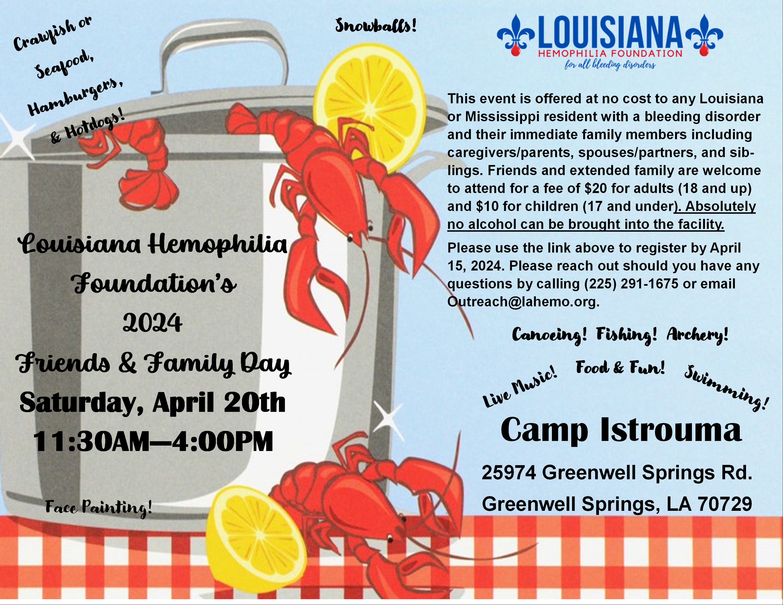 Louisiana Hemophilia: 2024 Friends & Family Day
